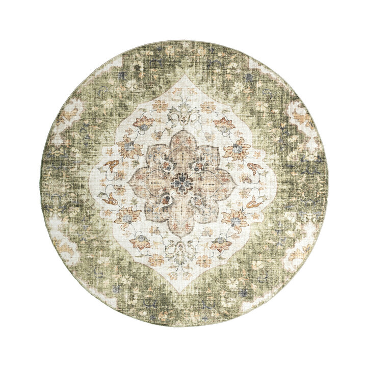 Rond vintage buitenkleed - Santo Mandala Groen - 1