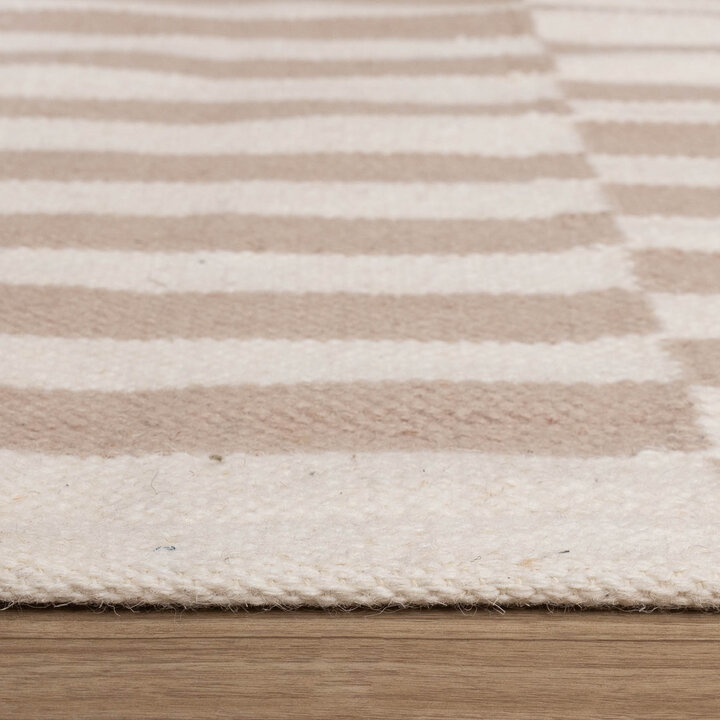 Katoenen vloerkleed - Dazzle Blocks Beige/Wit - 5