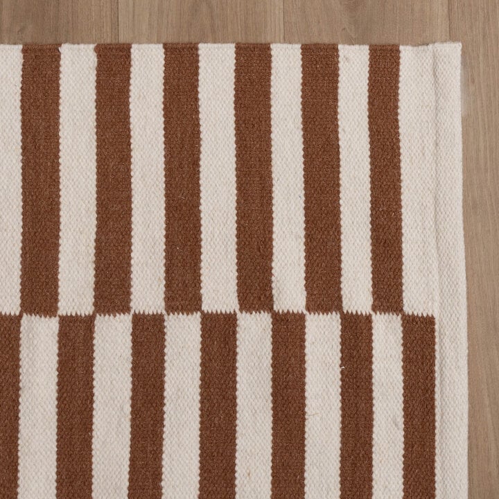 Katoenen vloerkleed - Dazzle Blocks Bruin/Wit - 4