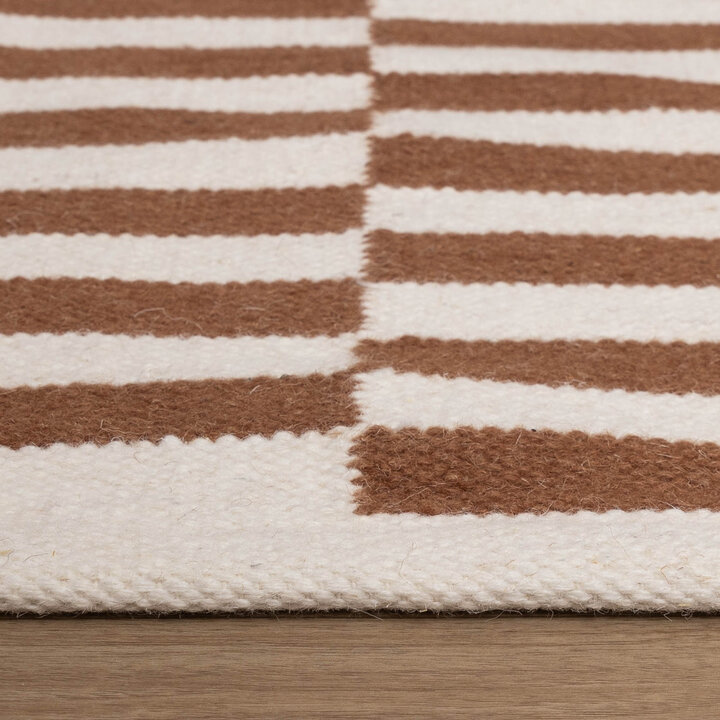Katoenen vloerkleed - Dazzle Blocks Bruin/Wit - 5