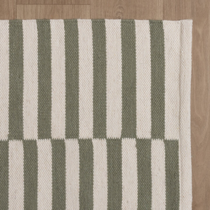 Katoenen vloerkleed - Dazzle Blocks Groen/Wit - 4