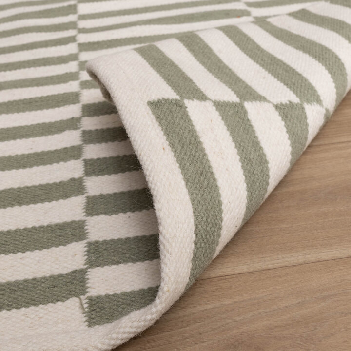 Katoenen vloerkleed - Dazzle Blocks Groen/Wit - 6