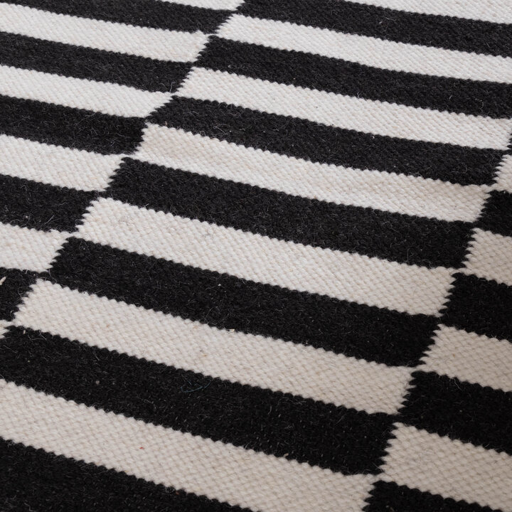 Katoenen vloerkleed - Dazzle Blocks Zwart/Wit - 3