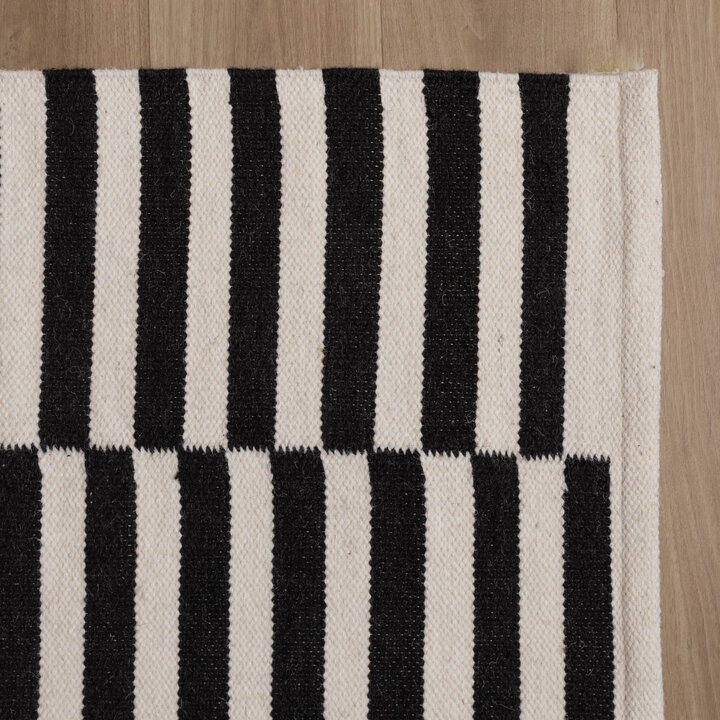 Katoenen vloerkleed - Dazzle Blocks Zwart/Wit - 4