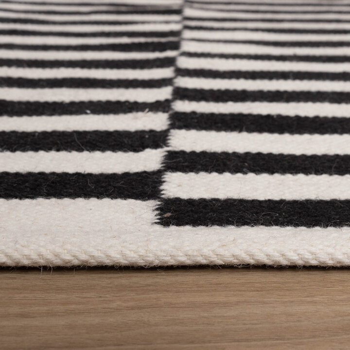 Katoenen vloerkleed - Dazzle Blocks Zwart/Wit - 5