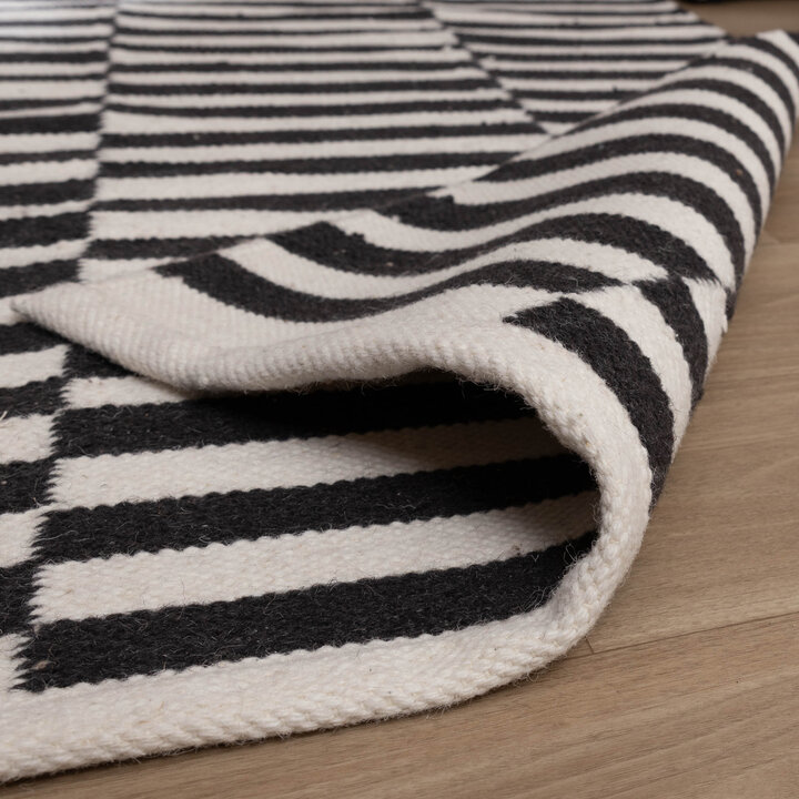 Katoenen vloerkleed - Dazzle Blocks Zwart/Wit - 6