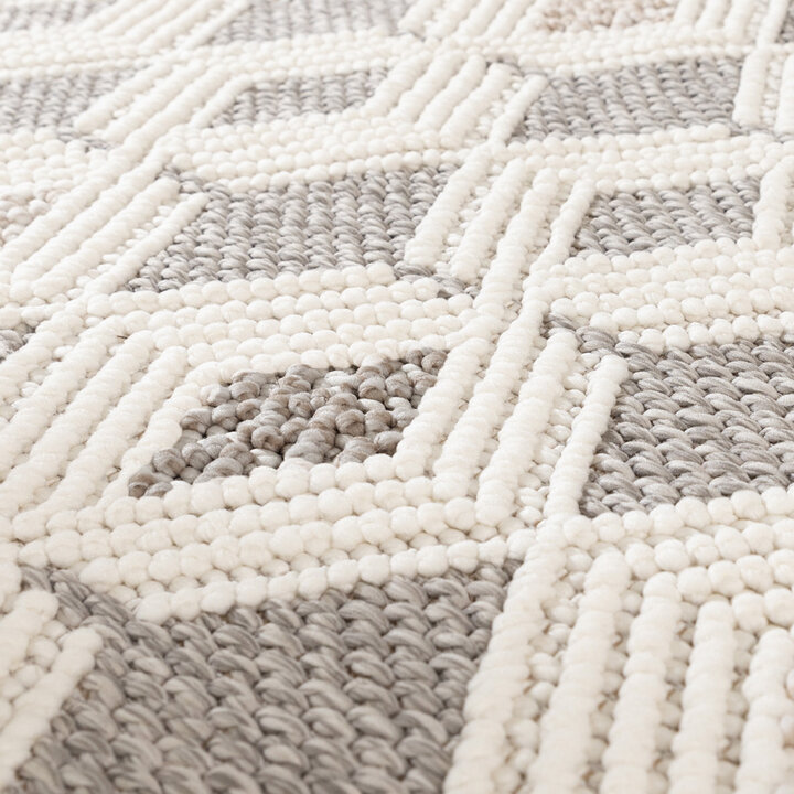Duurzaam vloerkleed - Lorre Blocks Wit/Grijs  - 3