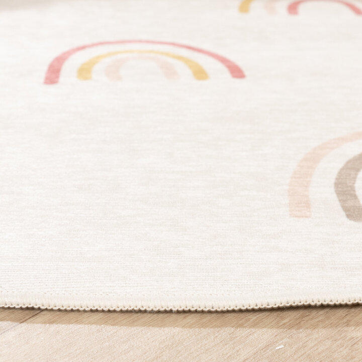 Rond wasbaar kindervloerkleed - Evi Rainbow Multicolor - 5