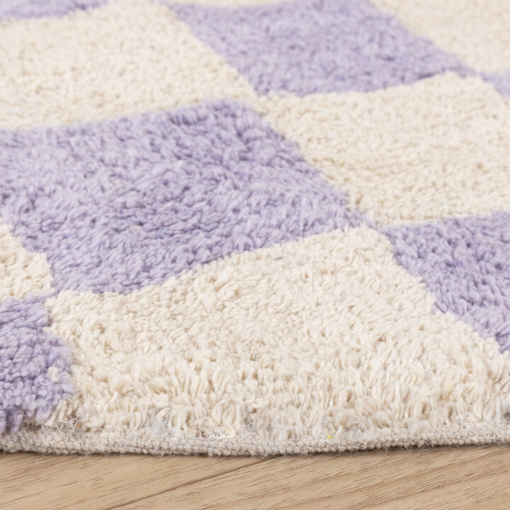 Rond retro vloerkleed - Gambit Lila/Wit - 5