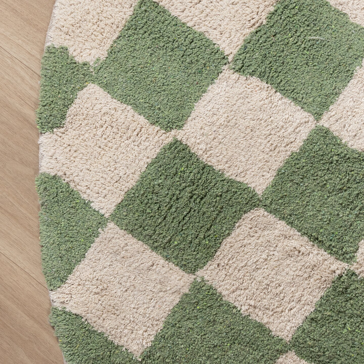 Rond retro vloerkleed - Gambit Groen/Wit - 4