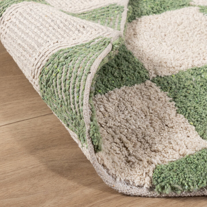 Rond retro vloerkleed - Gambit Groen/Wit - 6