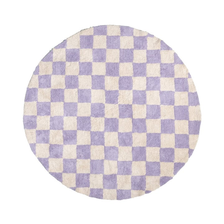 Rond retro vloerkleed - Gambit Lila/Wit - 1