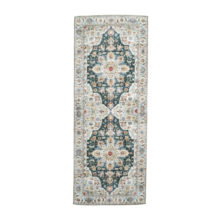 Wasbare loper - Domingo Mandala Donkergroen - 1