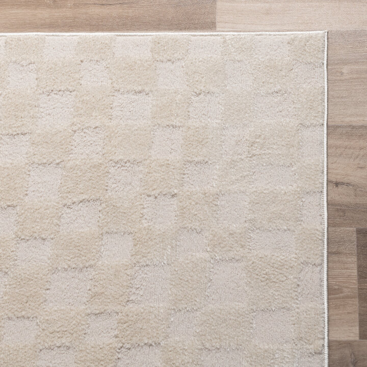 Japandi vloerkleed - Yori Checkerboard Creme - 4