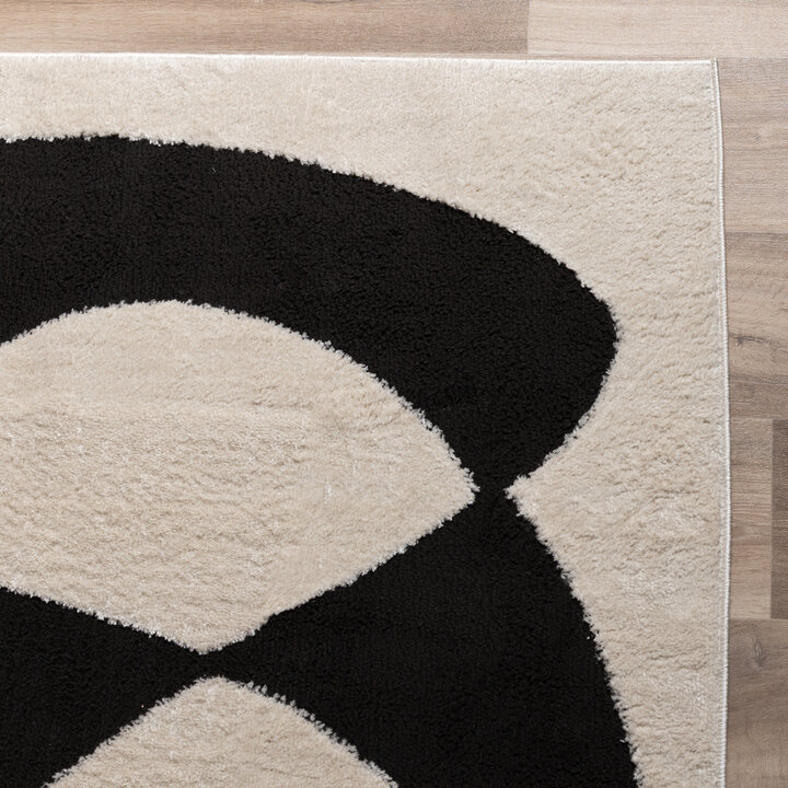 Japandi vloerkleed - Yori Abstract Creme/Zwart - 4
