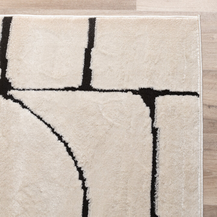 Japandi vloerkleed - Yori Blocks Creme/Zwart - 4