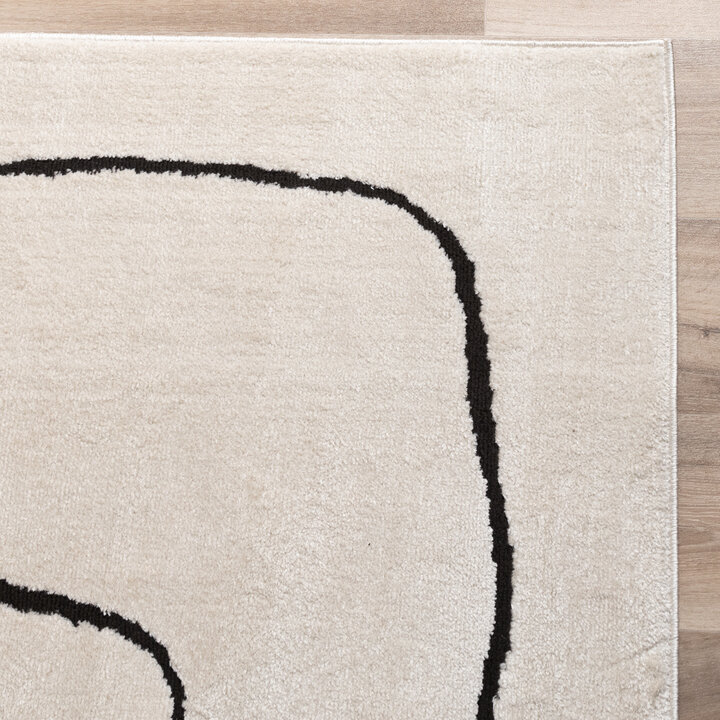 Japandi vloerkleed - Yori Lines Creme/Zwart - 4