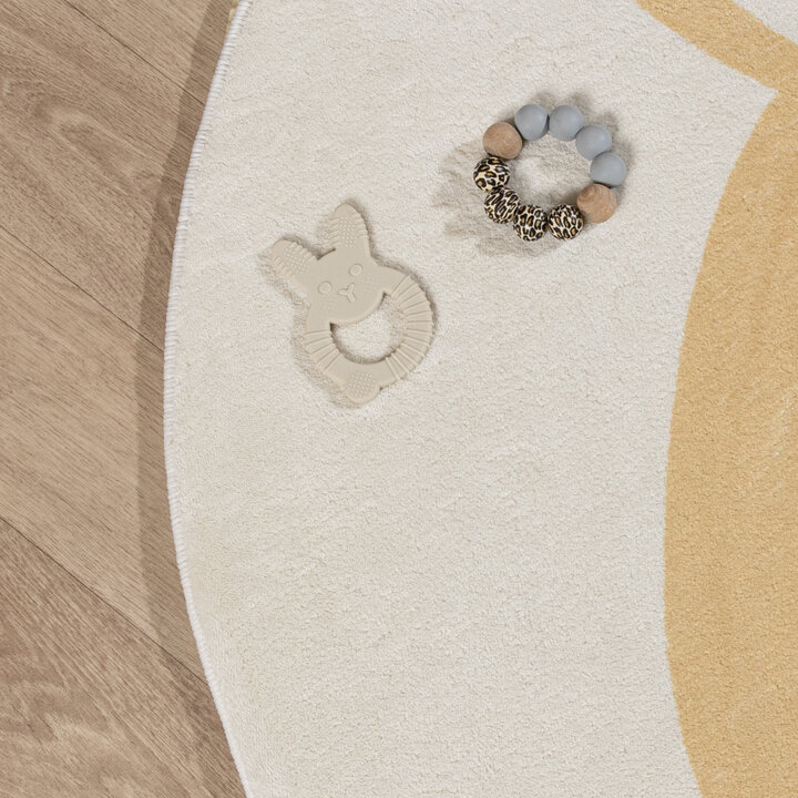 Rond wasbaar kindervloerkleed - Sammy Giraffe Geel - 4