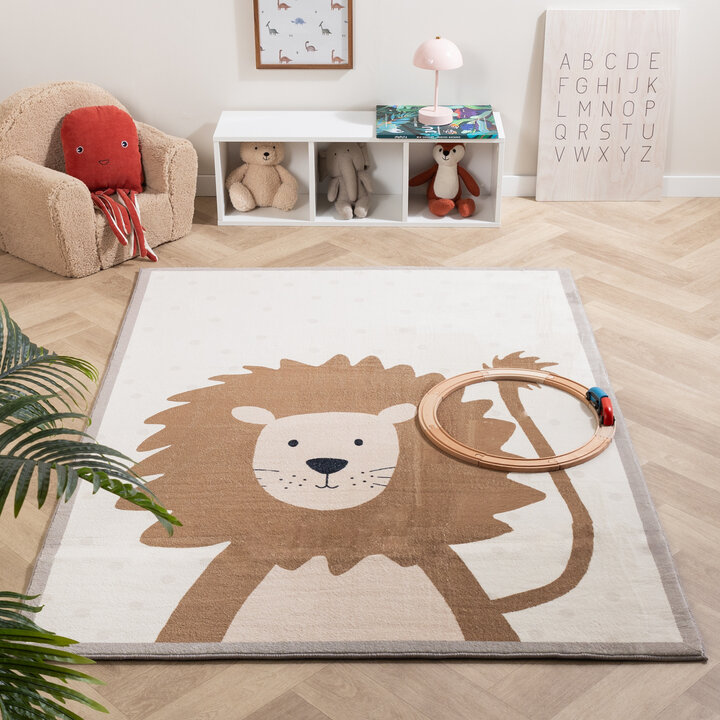 Wasbaar kindervloerkleed - Simba Lion Bruin