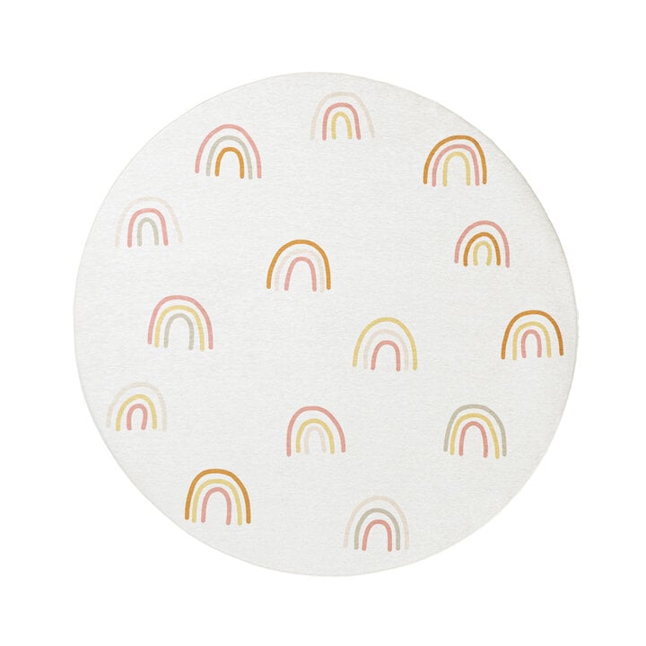 Rond wasbaar kindervloerkleed - Evi Rainbow Multicolor - 1