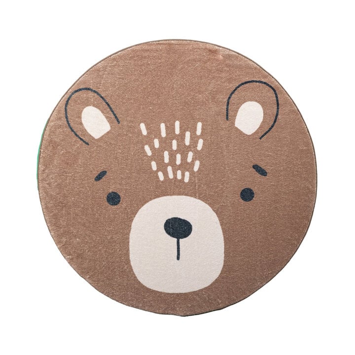 Rond wasbaar kindervloerkleed - Sammy Bear Bruin - 1