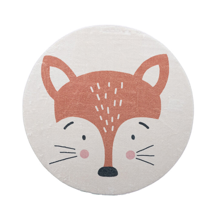 Rond wasbaar kindervloerkleed - Sammy Fox Oranje - 1