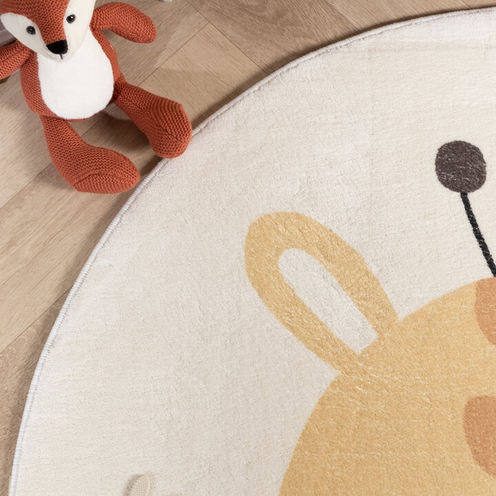 Rond wasbaar kindervloerkleed - Sammy Giraffe Geel - 2