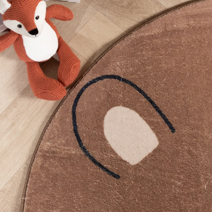 Rond wasbaar kindervloerkleed - Sammy Bear Bruin - 2