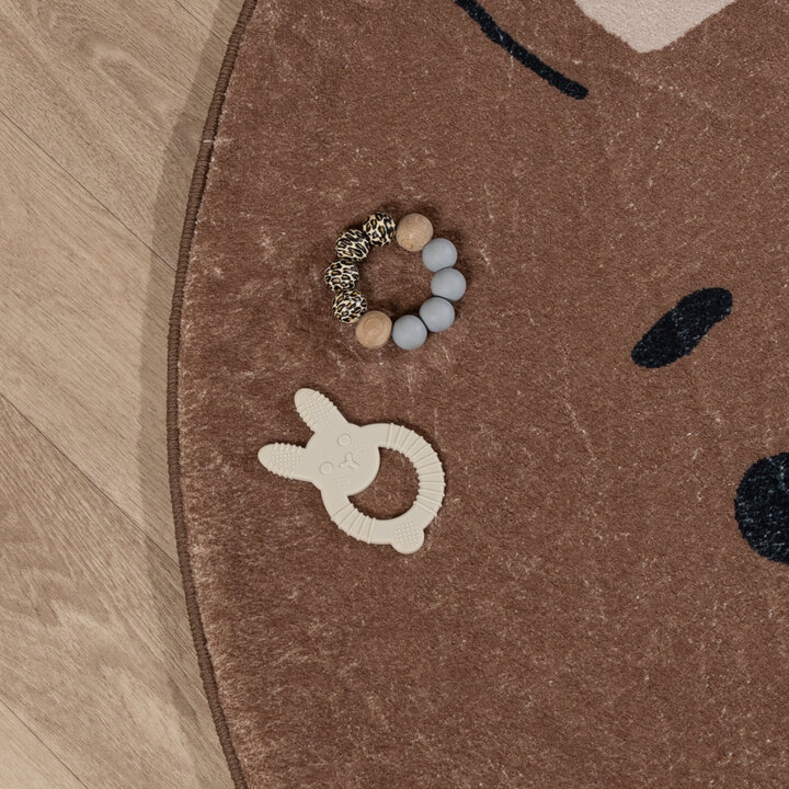 Rond wasbaar kindervloerkleed - Sammy Bear Bruin - 4