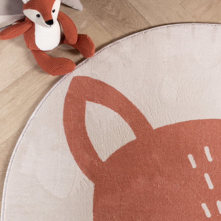Rond wasbaar kindervloerkleed - Sammy Fox Oranje - 2