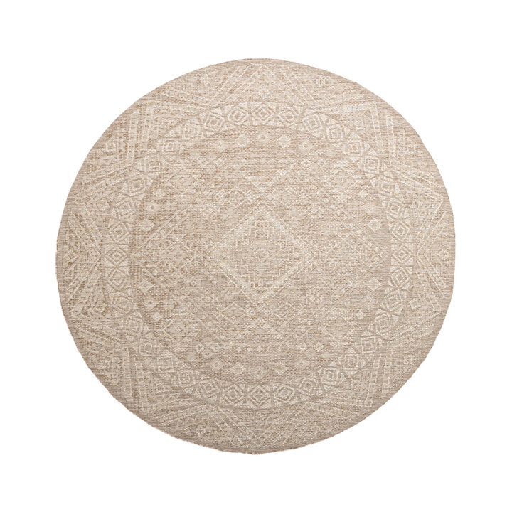 Rond jute buitenkleed - Atlas Aztec Bruin/Creme  - 1