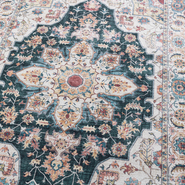 Wasbare loper - Domingo Mandala Donkergroen - 3