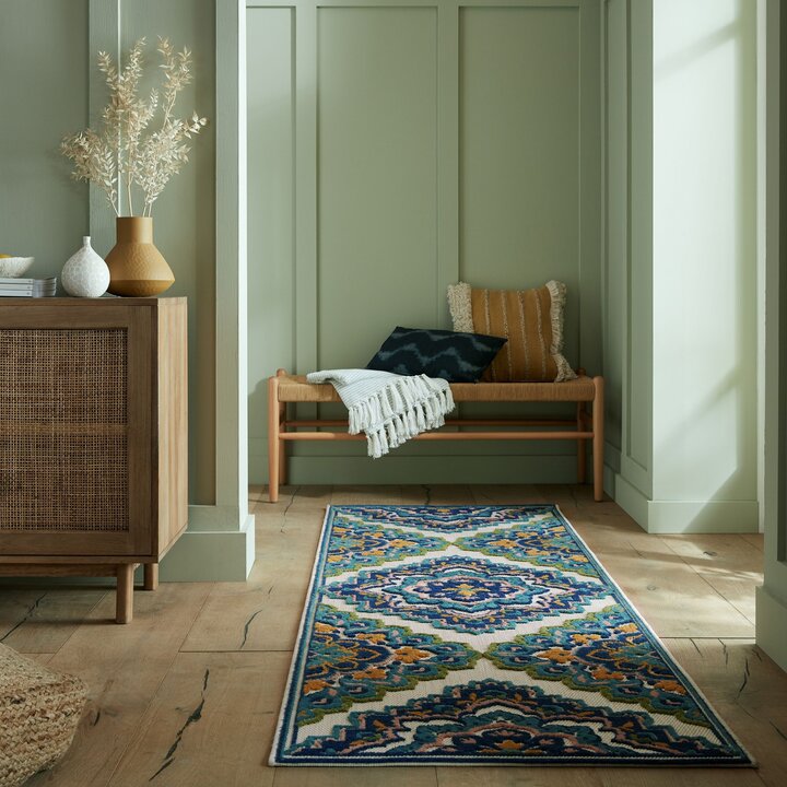 Binnen- en buiten loper - Batio Floral Blauw/Groen - 2