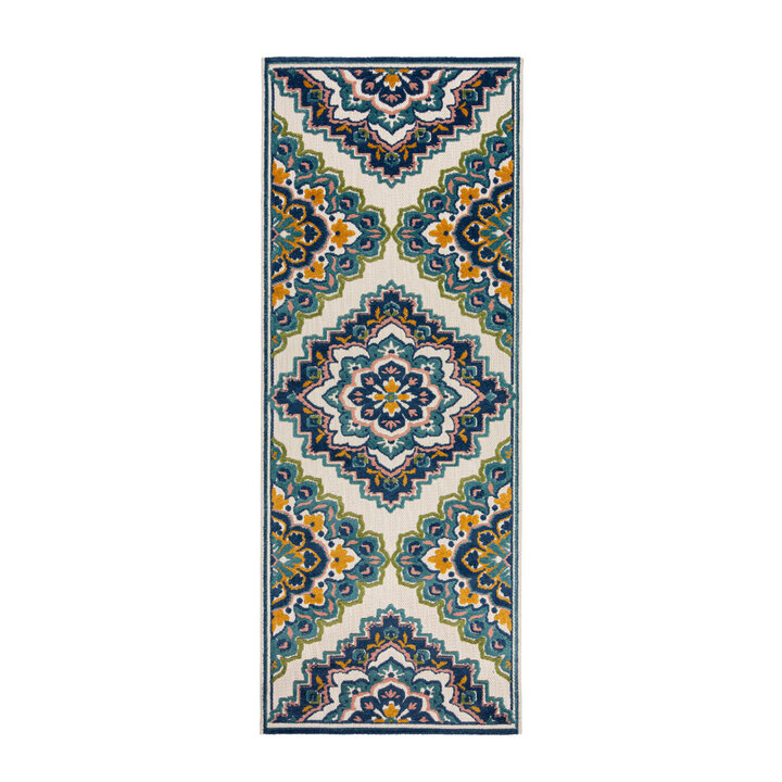 Binnen- en buiten loper - Batio Floral Blauw/Groen - 1