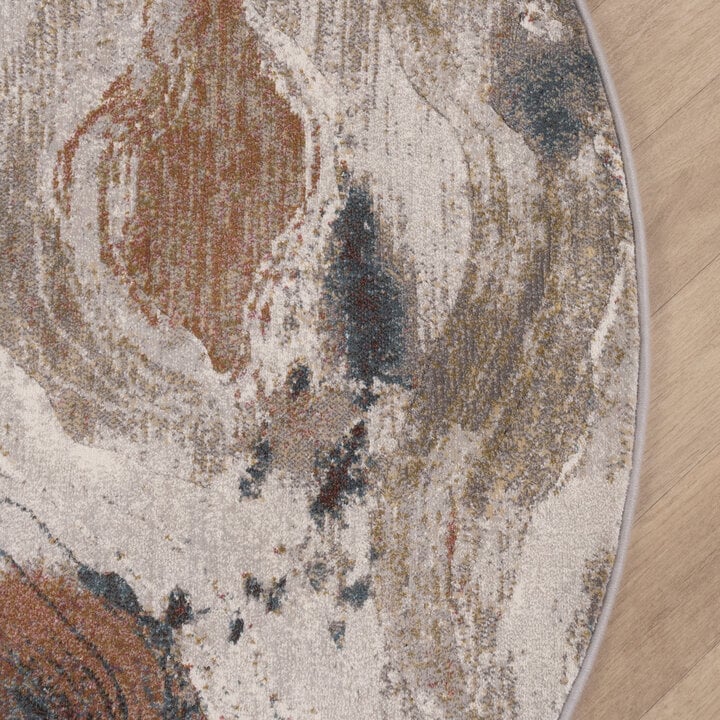 Rond abstract vloerkleed - Xavier Wave Blauw/Rood - 4