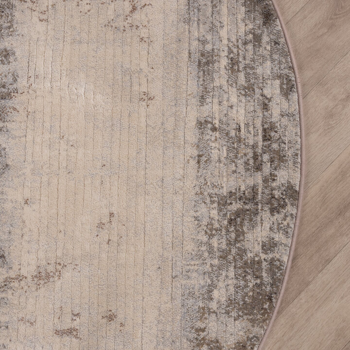 Rond abstract vloerkleed - Xavier Scratch Taupe/Grijs - 4