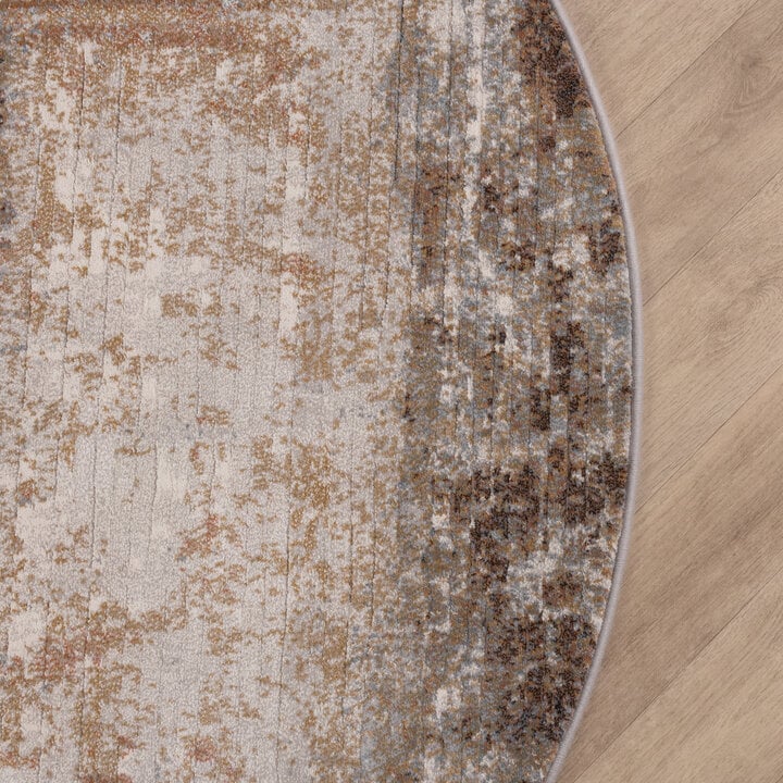 Rond abstract vloerkleed - Xavier Scratch Taupe/Rood - 4