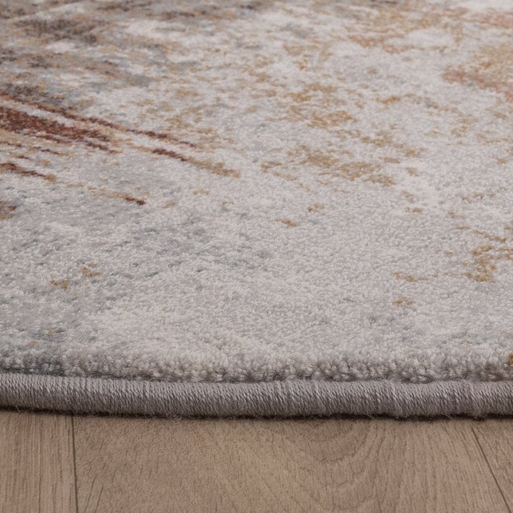 Rond abstract vloerkleed - Xavier Scratch Taupe/Rood - 5
