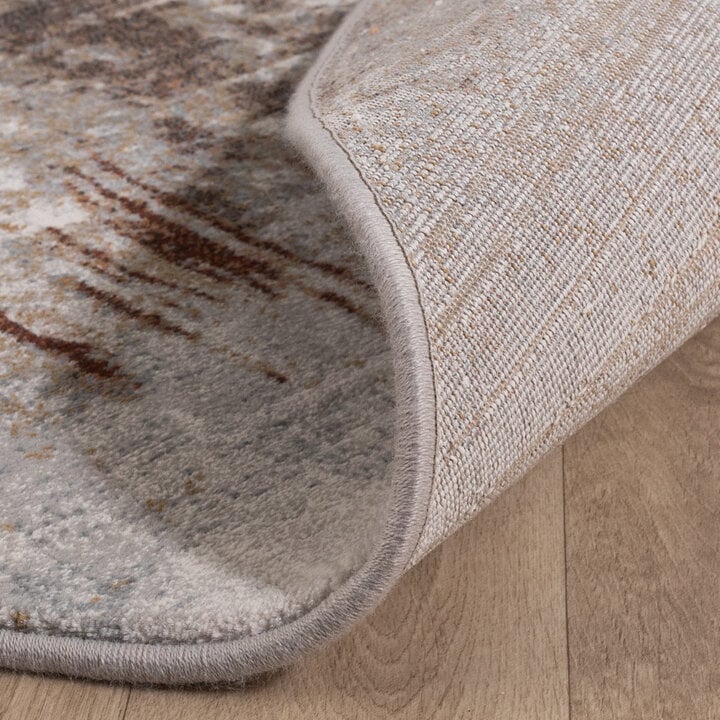 Rond abstract vloerkleed - Xavier Scratch Taupe/Rood - 6