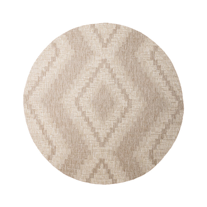Rond jute buitenkleed - Atlas Diamond Bruin/Creme  - 1