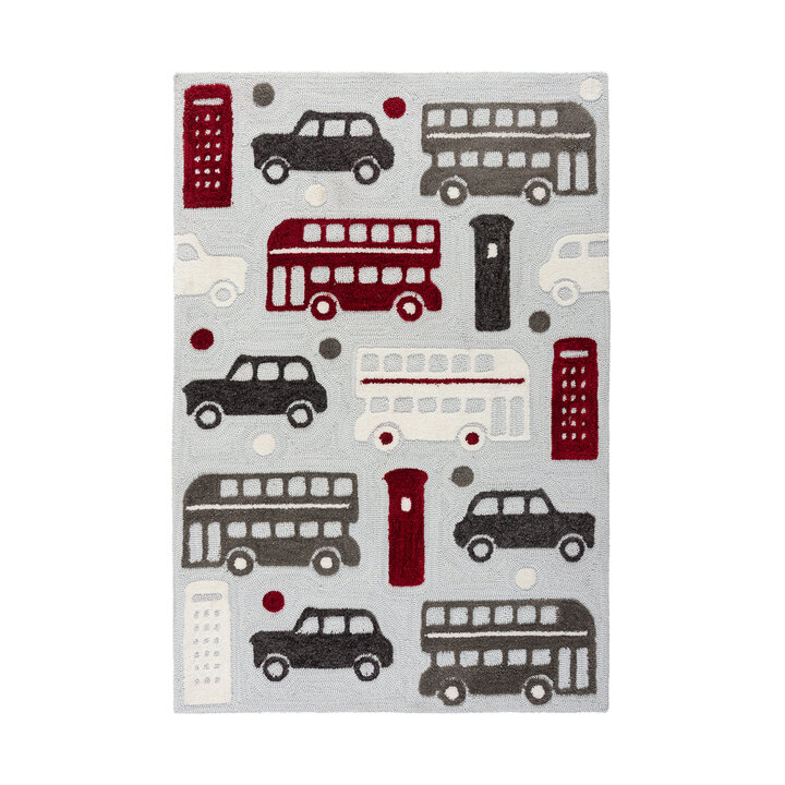 Kindervloerkleed - Zesto City Grijs/Rood - 1