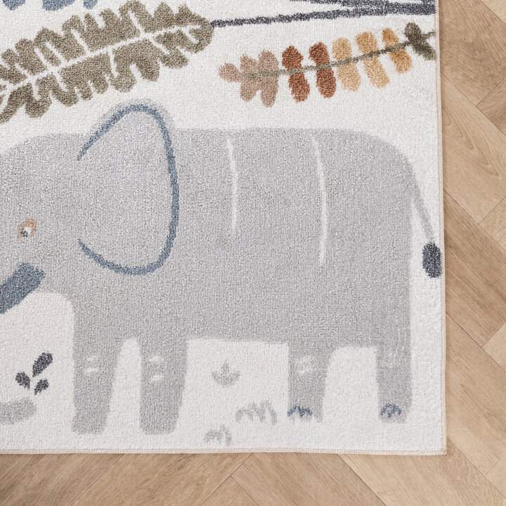 Wasbaar kindervloerkleed - Mace Animals Creme - 4