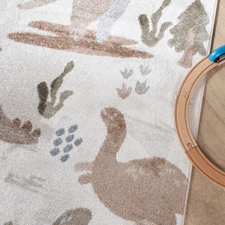 Wasbaar kindervloerkleed - Mace Dino Creme - 2