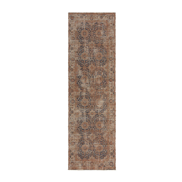 Jute loper - Mauro Vintage Bruin/Blauw - 1