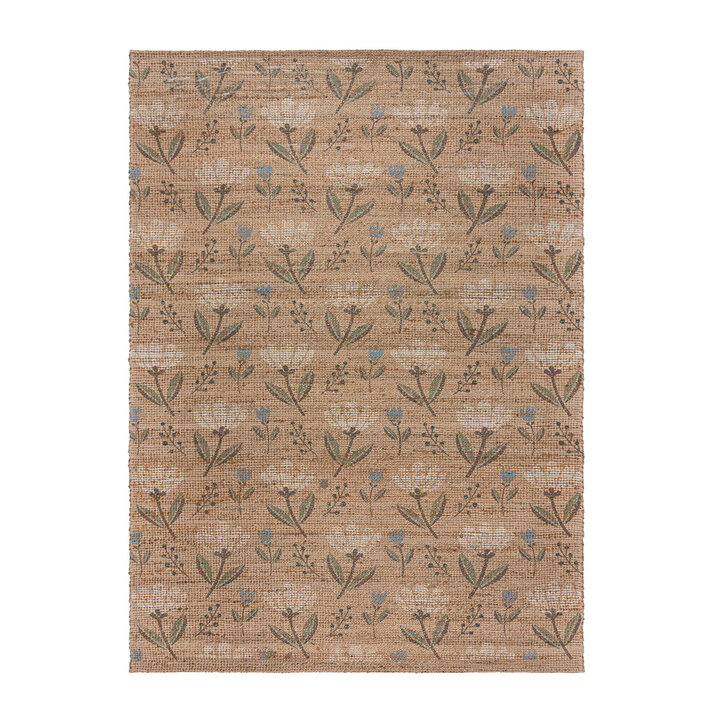 Jute vloerkleed - Amilio Floral Naturel - 1