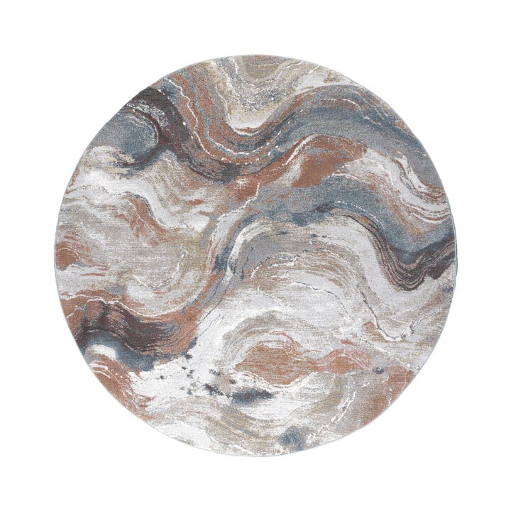 Rond abstract vloerkleed - Xavier Wave Blauw/Rood - 1