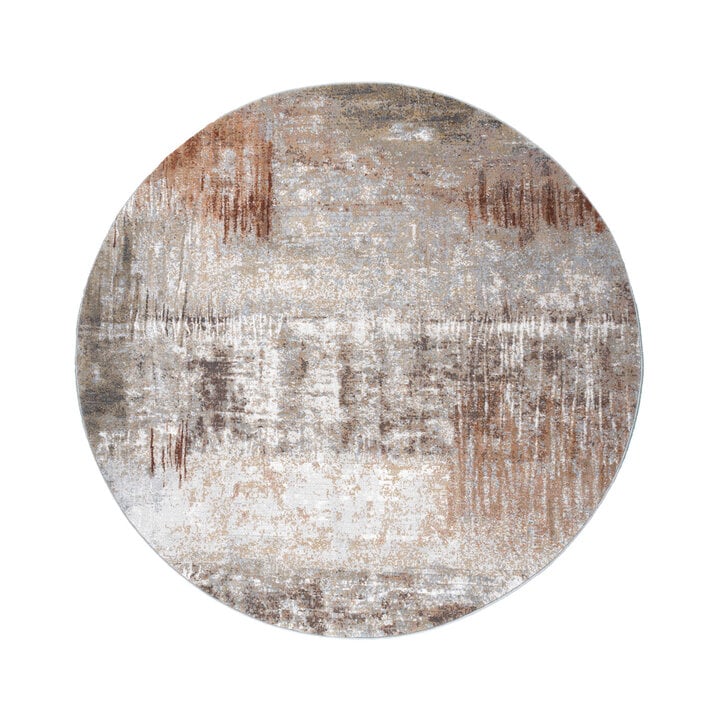 Rond abstract vloerkleed - Xavier Scratch Taupe/Rood - 1