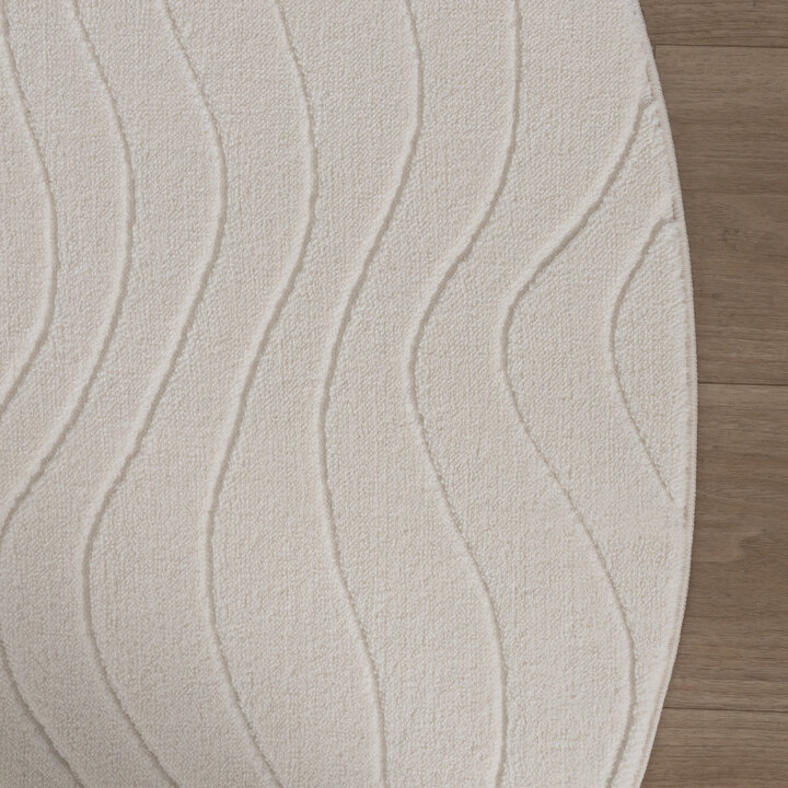 Rond Scandinavisch vloerkleed - Charm Waves Wit - 4