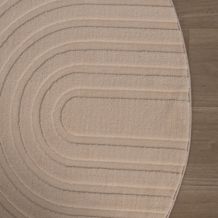 Rond Scandinavisch vloerkleed - Charm Curves Beige - 4