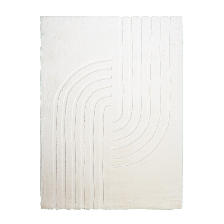 Zacht hoogpolig vloerkleed - Carvy Curves Crème - 1